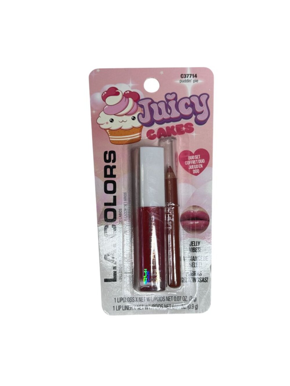 L.A. Colors Juicy Cakes Lip Gloss Lip Liner Duo Puddin Pie Jelly Vibes